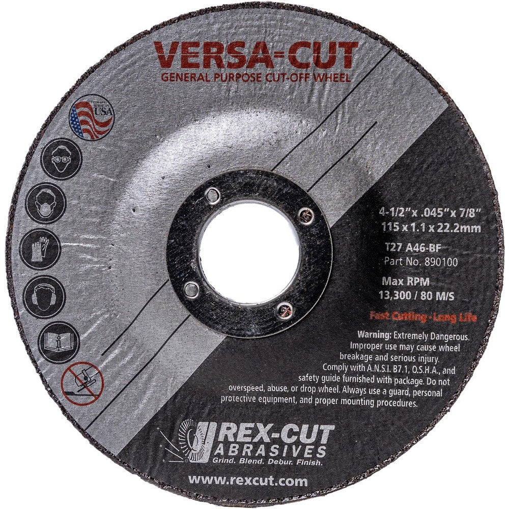 Cutoff Wheel: Type 27, 4-1/2" Dia, Aluminum Oxide