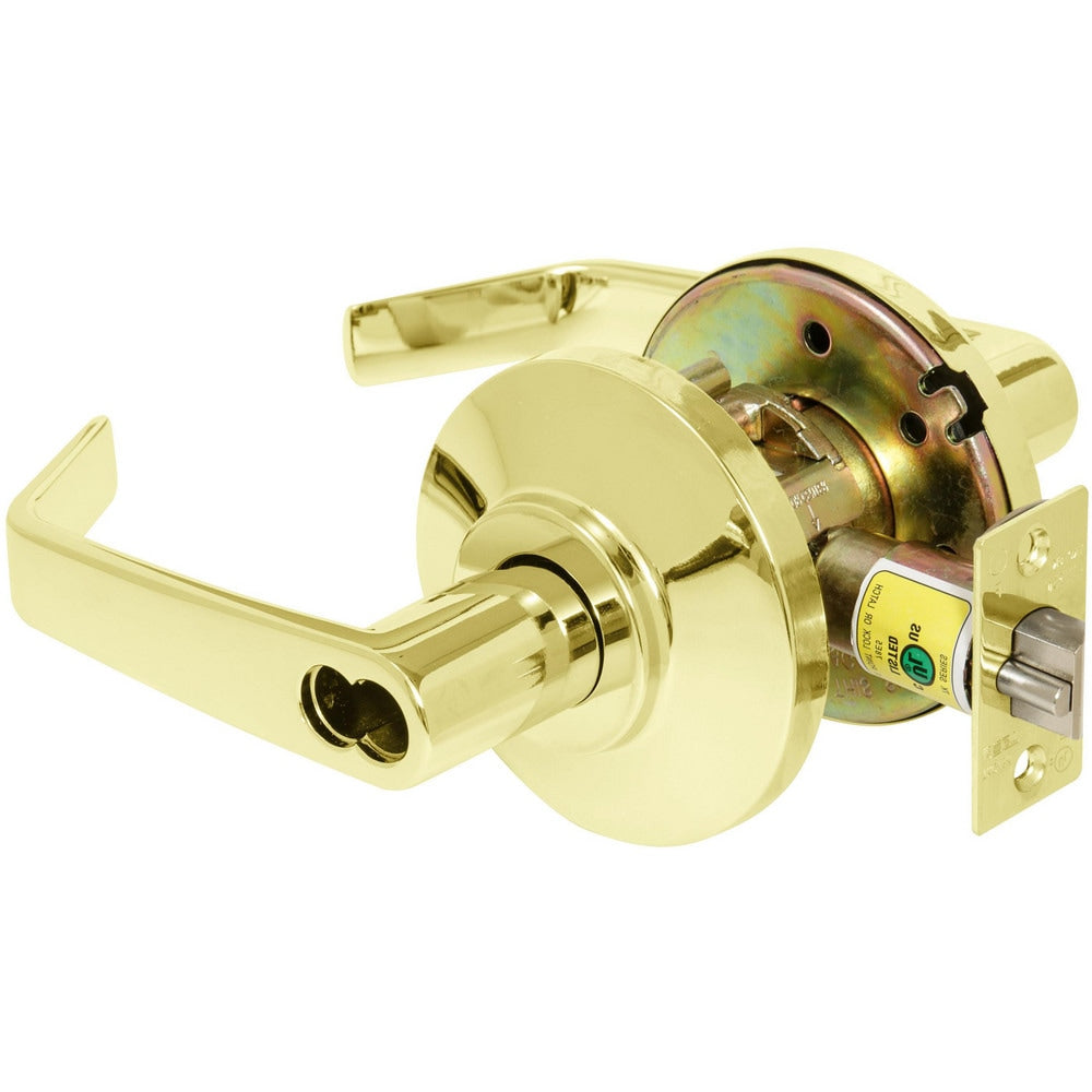 Lever Locksets; Lockset Type: Entrance; Key Type: Keyed Different; Back Set: 2-3/4; Cylinder Type: Less Core; Material: Metal; Door Thickness: 1-3/8 to 2; Finish: Bright Brass