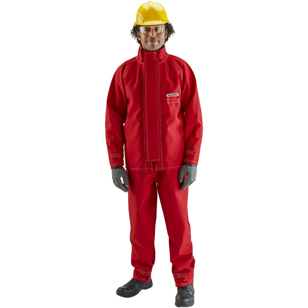 Rain & Chemical Resistant  Jacket:  6X-Large,  Red,  58-62" Chest,  Polyester