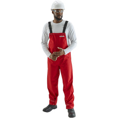 Non-Disposable Rain & Chemical-Resistant Overalls: Chemical, Size Large, Red, Polyester