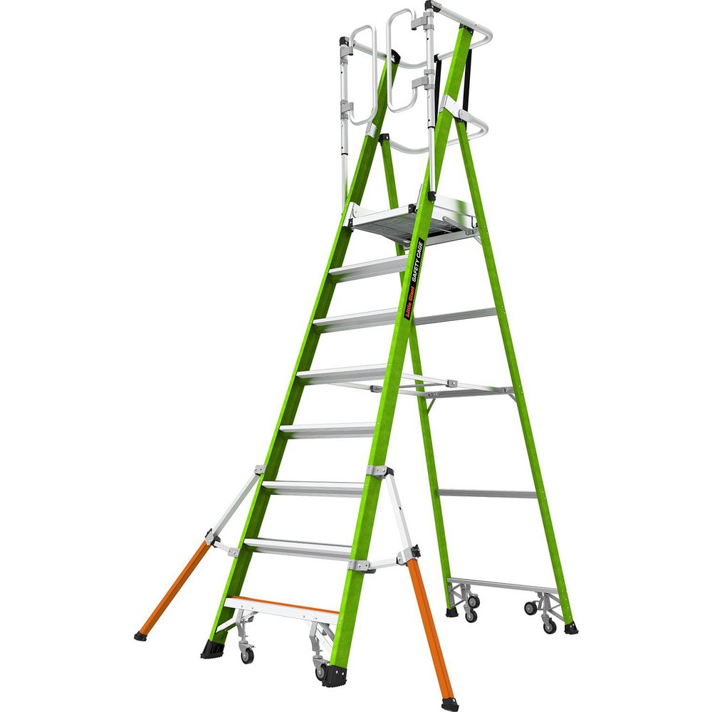 8 Step Fiberglass Foldable Step Ladder: Type IAA 375 lb Capacity 7' 11" Height