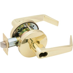 Lever Locksets; Lockset Type: Classroom; Key Type: Keyed Different; Back Set: 2-3/4; Cylinder Type: Less Core; Material: Metal; Door Thickness: 1-3/8 to 2; Finish: Bright Brass