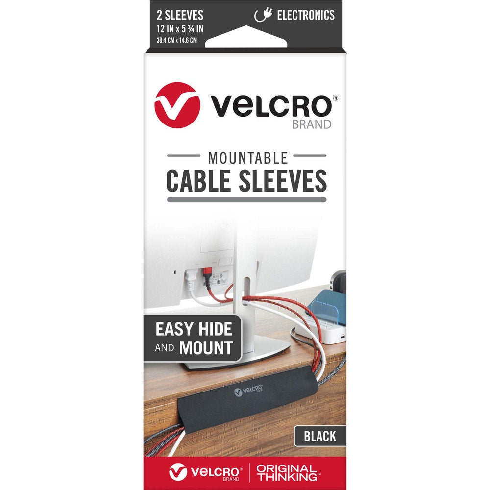 Cable Sleeves; Sleeve Type: Mountable Cable Sleeve; Sleeving Construction: Nylon Knit Loop and Plastic Hook with Adhesive; Closure Type: Hook & Loop; Clarity: Opaque; Material: Polyethylene, Nylon; Color: Black; Inside Diameter: 0 in; Overall Length: 12.0