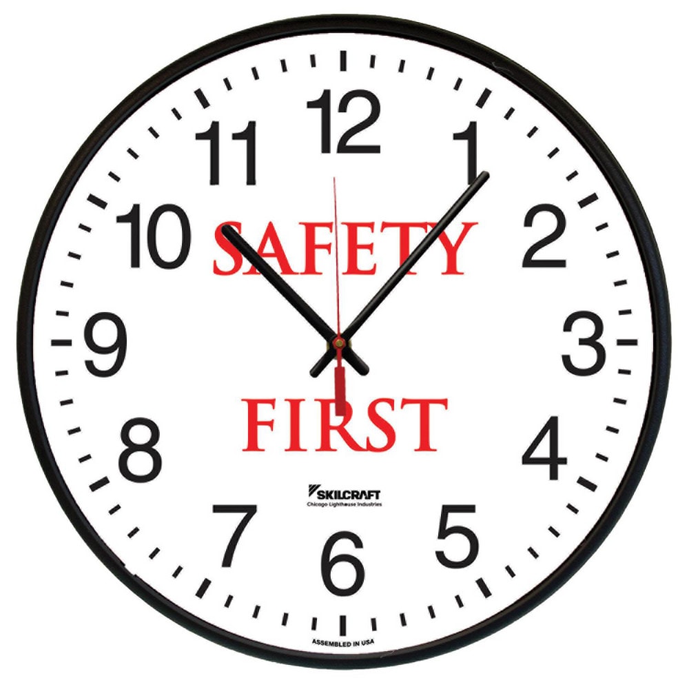 Brush Bridles; 12.75DIA SAFETY FIRST QUARTZ WALL CLOCK