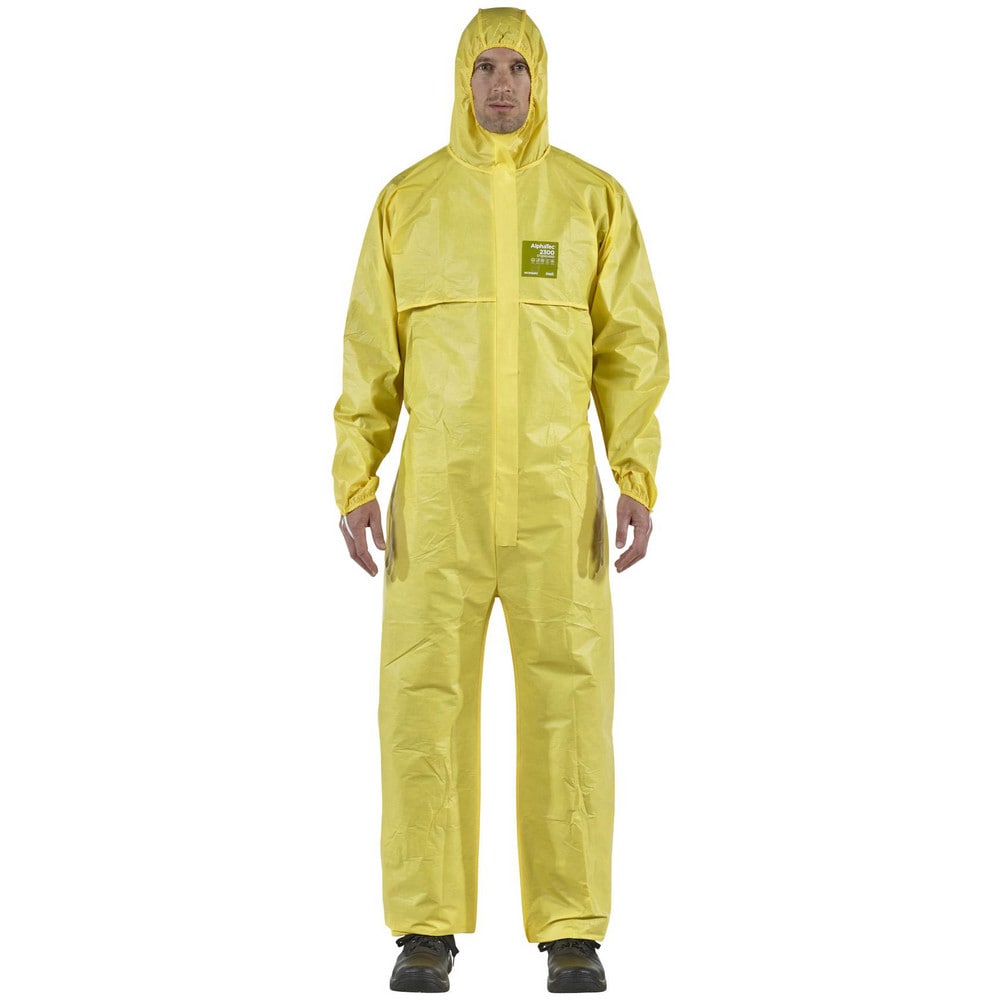 Disposable & Chemical Resistant Coveralls; Protection Type: Liquid, Chemical; Garment Style: Coverall; Size: X-Large; Material: Polyethylene on Bicomponent; Closure Type: Storm Flap w/Double Zipper