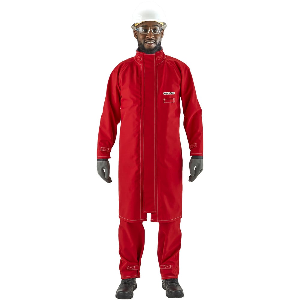 Rain & Chemical Resistant  Coat:  4X-Large,  Red,  52-55" Chest,  Polyester