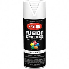 Acrylic Enamel Spray Paint: White, Matte, 12 oz