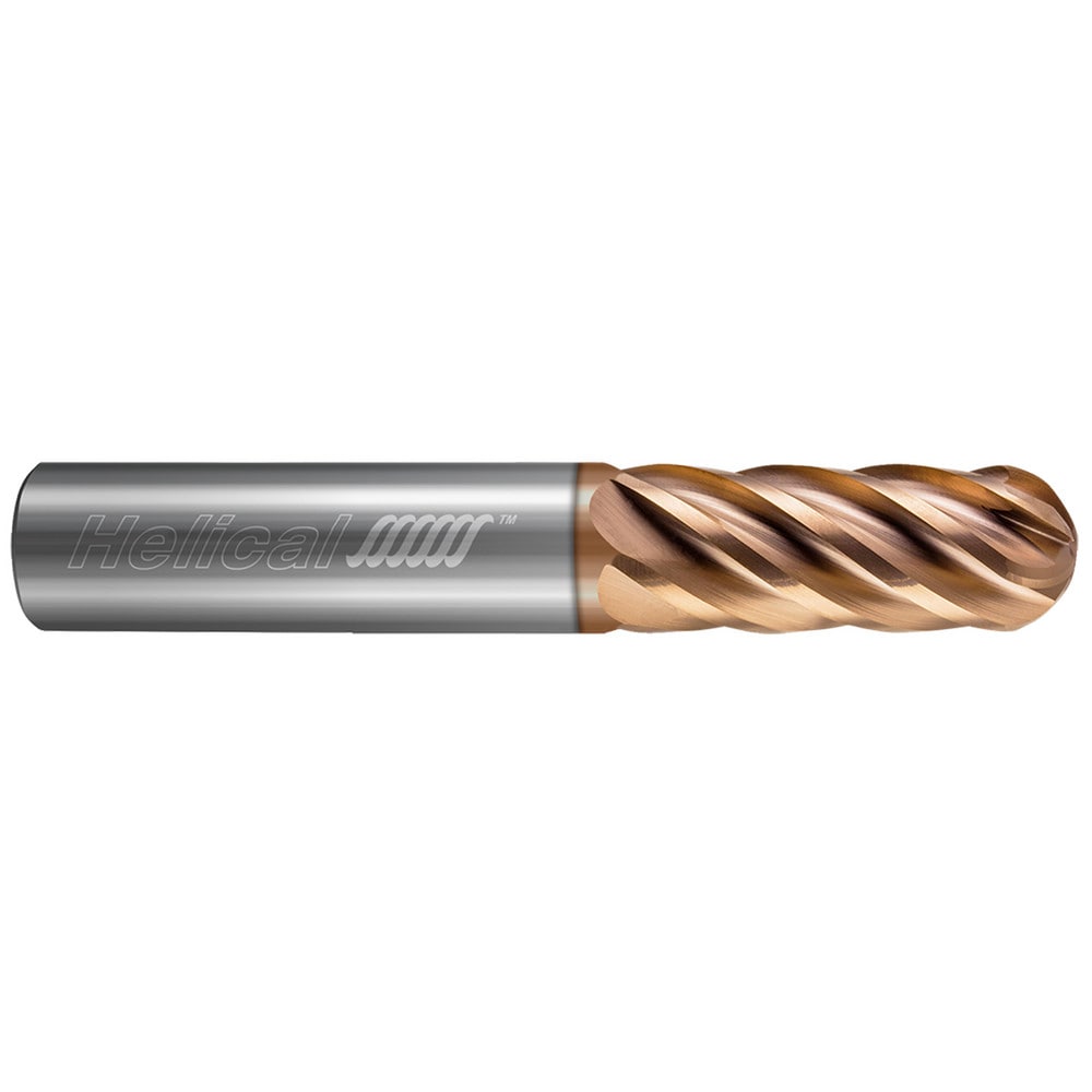 Ball End Mill: 3/16" Dia, 9/16" LOC, 6 Flute, Solid Carbide