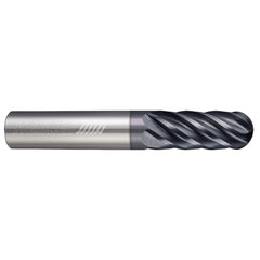 Ball End Mill: 5/16" Dia, 1-1/4" LOC, 6 Flute, Solid Carbide