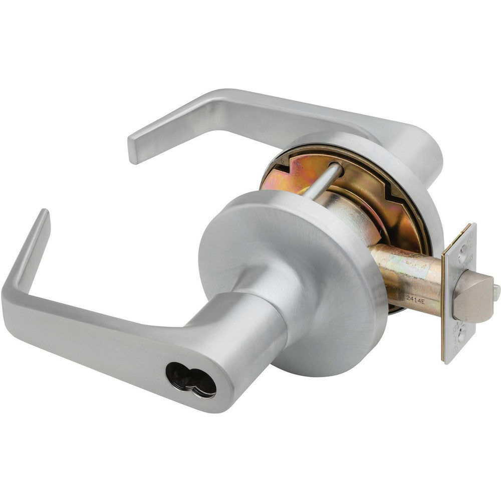 Lever Locksets; Lockset Type: Classroom; Key Type: Keyed Different; Back Set: 2-3/4; Cylinder Type: Less Core; Material: Metal; Door Thickness: 1-3/4 to 2-1/4; Finish: Satin Chrome