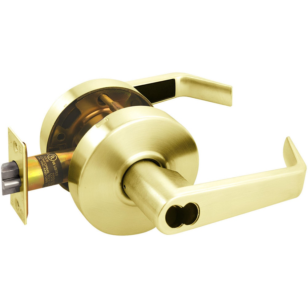 Lever Locksets; Lockset Type: Storeroom; Key Type: Keyed Different; Back Set: 2-3/4; Cylinder Type: Less Core; Material: Metal; Door Thickness: 1-3/8 to 1/3-4; Finish: Bright Brass