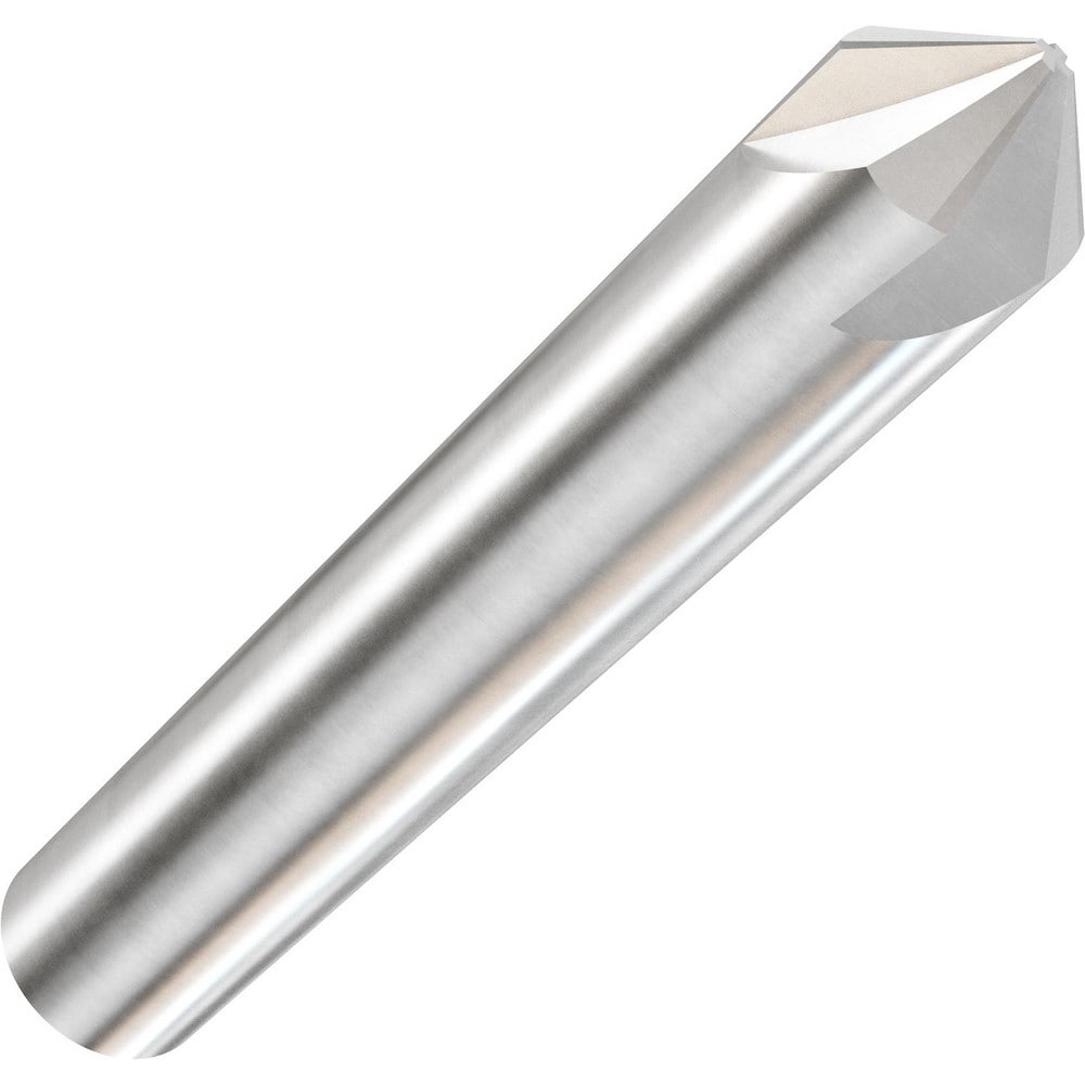 Chamfer Mill: 1/2" Dia, 1/2" Shank Dia, 60 deg, 4 Flute, Solid Carbide, Single End