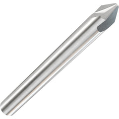 Chamfer Mill: 1/4" Dia, 1/4" Shank Dia, 30 deg, 3 Flute, Solid Carbide, Single End