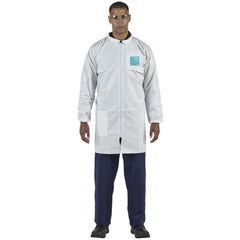 Coat: Liquid & Particulate Biological Hazards, 63 oz Material, Size 5X-Large, Microporous Polyethylene Laminate Non-Woven