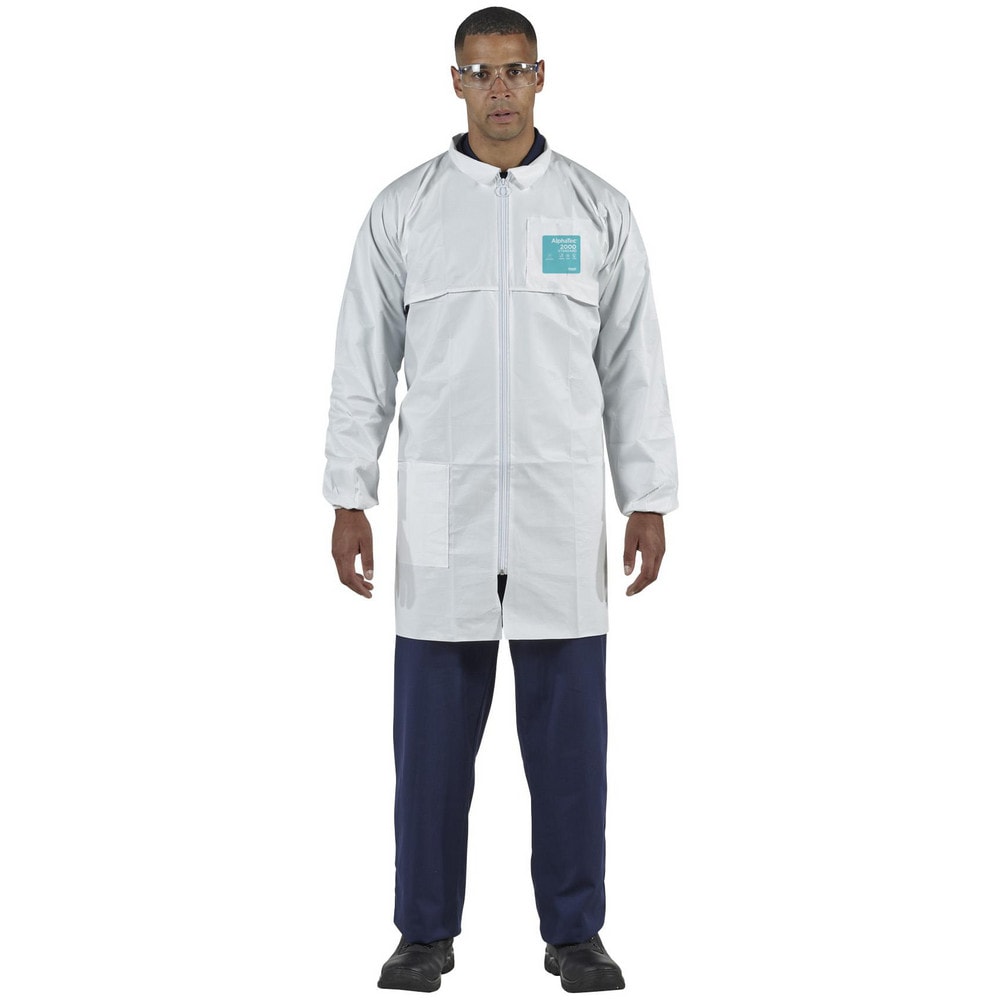 Coat: Liquid & Particulate Biological Hazards, 63 oz Material, Size 3X-Large, Microporous Polyethylene Laminate Non-Woven