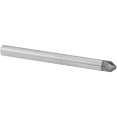 Chamfer Mill: 3/16" Dia, 3/16" Shank Dia, 45 deg, 3 Flute, Solid Carbide, Single End