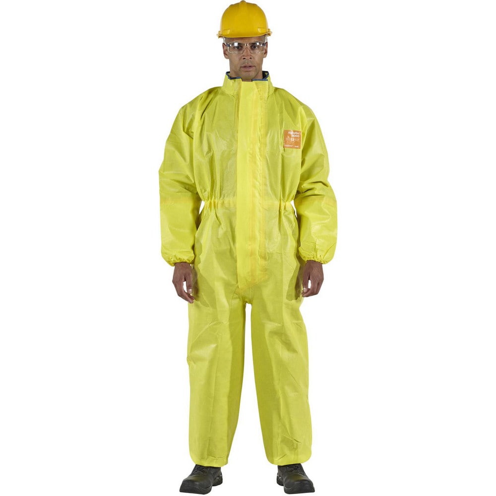 Disposable Coveralls: Size X-Large, 0.4238 oz, Multi-Layer Non-Woven Barrier Laminate Fabric, Double Zipper Closure