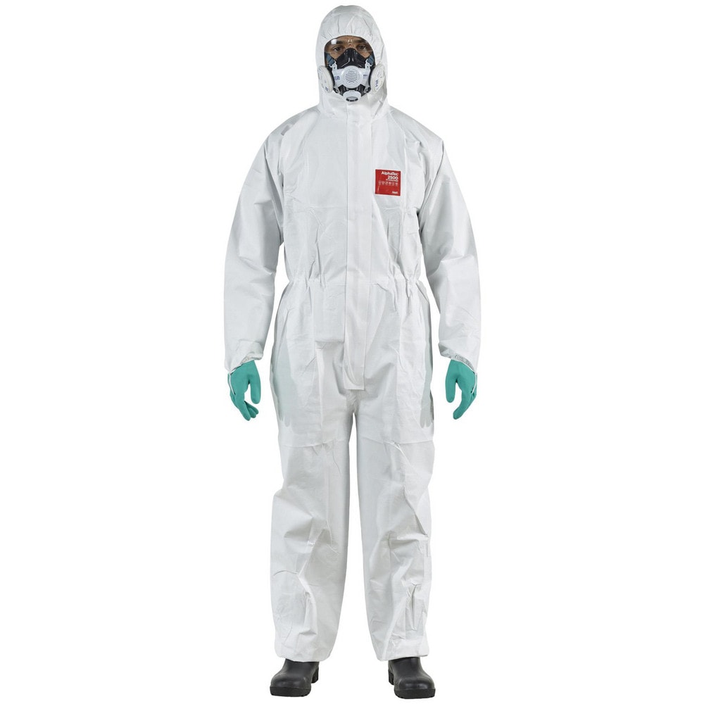 Disposable Coveralls: Size X-Small, 0.5216 oz, Microporous Polypropylene Laminate Non-Woven, 2-Way Zipper with Storm Flap Closure