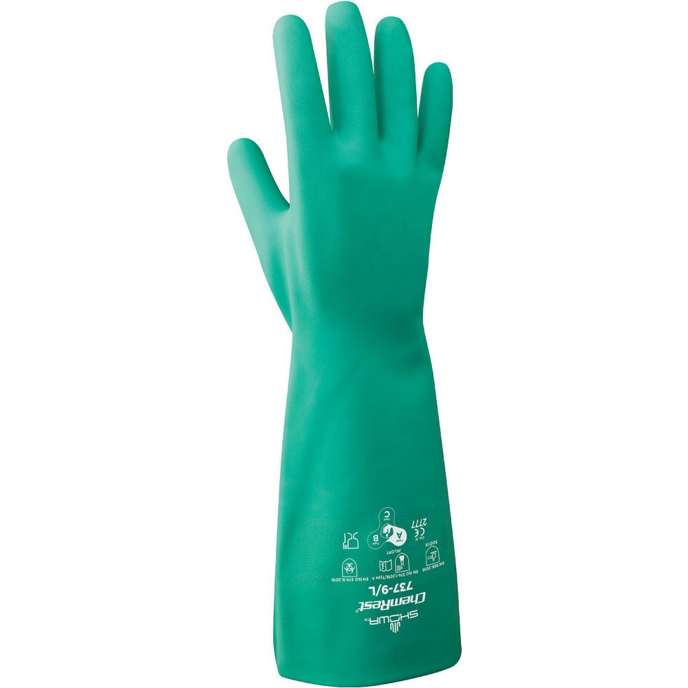 Chemical Resistant Gloves: SHOWA 737, Nitrile-Coated, Nitrile, Unsupported, General Purpose Chemical-Resistant