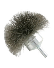 3″ Diameter × 1/4″ Shank Diameter × 1 1/2″ Trim Length, 0.020″ Crimped Bristle, Carbon Steel, Circular End Brush