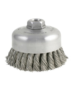 ‎0.014″ Bristle Dia., 4″ × 1-1/4″, 5/8″-11 Arbor Hole, Carbon Steel, Knotted Wire Double Row Brush