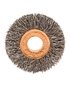 2 1/2″ Diameter × 1/2″ Width, Stainless Steel, 0.014″ Crimped Bristle, Wheel Brush