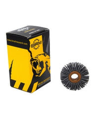 1″ Diameter × 1/4″ Width, 180 Grit, Silicon Carbide, 0.035″ Crimped Bristle, Wheel Brush