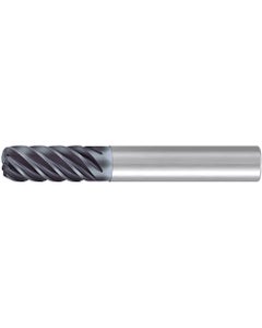 ‎Corner Radius End Mill; 3/8″ Dia. × 7/8″ LOC × 3/8″ Shank Dia. × 2-3/4″ OAL ; 6 FL ; Carbide ; AlCr ; 0.06″ R