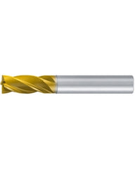 ‎Square End Mill; 1/4″ Dia. × 9/16″ LOC × 1/4″ Shank Dia. × 2-1/2″ OAL ; 4 FL ; Carbide ; TiAlN+TiN ; 0.005″ R