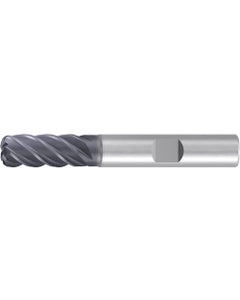 ‎Corner Radius End Mill; 3/4″ Dia. × 1-1/2″ LOC × 3/4″ Shank Dia. × 4″ OAL ; 5 FL ; Carbide ; AlCr ; 0.06″ R