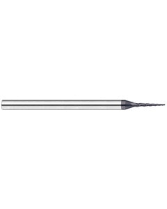 ‎1/64″ Dia. × 0.12″ LOC × 1/8″ Shank Size × 1-1/2″ OAL, 3 Flute, 20 Degrees Body Half Taper Angle, Carbide, AlTiN Nano, Square, Tapered End Mill