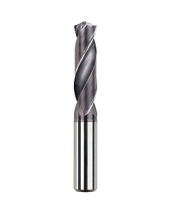 5.8 mm Dia. × 6 mm Shank × 28 mm Flute Length × 66 mm OAL, 3xD, TiAlCN, 2 Flute, Coolant Thru, h6, Cylindrical, Solid Carbide Drill Series/List #NG12