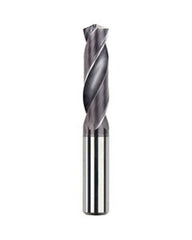 11 mm Dia. × 12 mm Shank × 55 mm Flute Length × 102 mm OAL, 3xD, TiAlCN, 2 Flute, Coolant Thru, h6, Cylindrical, Solid Carbide Drill Series/List #NG12