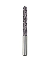 5/16″ Dia. × 8 mm Shank × 53 mm Flute Length × 91 mm OAL, 5xD, TiAlCN, 2 Flute, Coolant Thru, h6, Cylindrical, Solid Carbide Drill Series/List #NG11