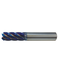 ‎L9708 - 8 mm Cutting Dia. × 19 mm LOC × 8 mm Shank Dia. × 70 mm OAL, 1 mm Corner Radius, 5 Flutes, Carbide, AlTiN Coating, Corner Rounding Endmill