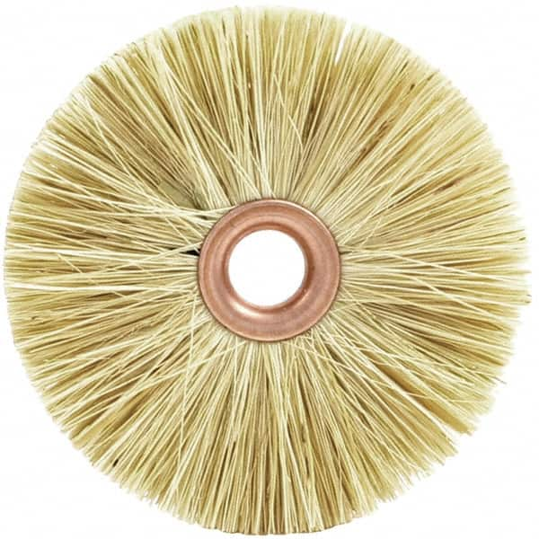 Brush Research Mfg. - 2-1/2" OD, 1/2" Arbor Hole, Crimped Tampico Wheel Brush - 3/8" Face Width, 13/16" Trim Length, 20,000 RPM - Caliber Tooling