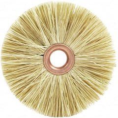 Brush Research Mfg. - 3-1/2" OD, 1/2" Arbor Hole, Crimped Tampico Wheel Brush - 1/2" Face Width, 5/16" Trim Length, 20,000 RPM - Caliber Tooling