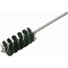 Brush Research Mfg. - 1-1/4" Diam Helical Nylon Tube Brush - Single Spiral, 0.022" Filament Diam, 2-1/2" Brush Length, 6" OAL, 0.245" Diam Galvanized Steel Shank - Caliber Tooling