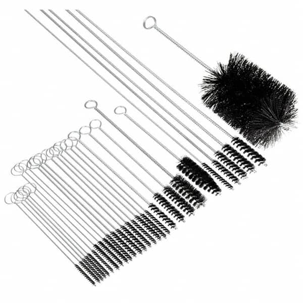 Brush Research Mfg. - 3/4" Diam Helical Nylon Tube Brush - Single Spiral, 0.028" Filament Diam, 3" Brush Length, 14" OAL, 0.245" Diam Galvanized Steel Shank - Caliber Tooling