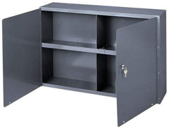 Durham - 1 Shelf Wall Storage Cabinet - Steel, 33-3/4" Wide x 8-1/2" Deep x 22-1/4" High, Gray - Caliber Tooling