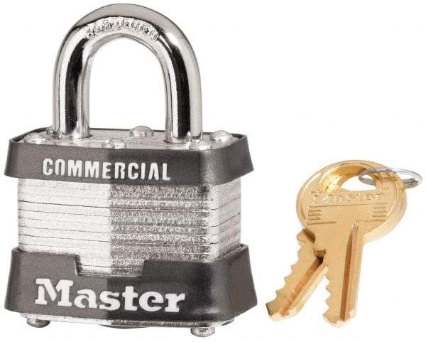 Master Lock - 3/4" Shackle Clearance, Keyed Different Maximum Security Padlock - 9/32" Shackle Diam, Laminated Steel - Caliber Tooling