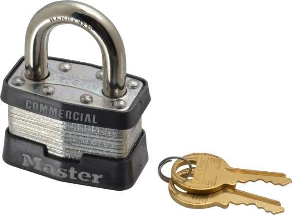 Master Lock - 15/16" Shackle Clearance, Keyed Alike Maximum Security Padlock - 5/16" Shackle Diam, Laminated Steel - Caliber Tooling