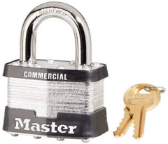 Master Lock - 1" Shackle Clearance, Keyed Alike Maximum Security Padlock - 3/8" Shackle Diam, Laminated Steel - Caliber Tooling