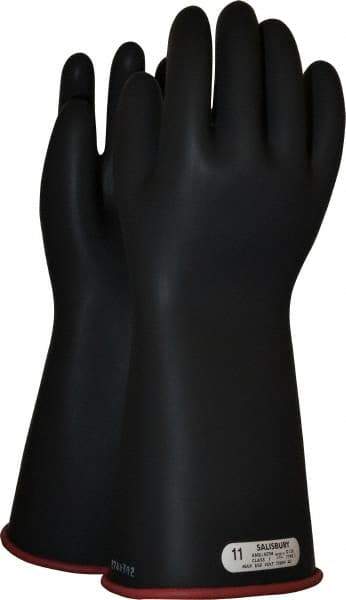 Salisbury by Honeywell - Class 1, Size 2XL (11), 14" Long, Rubber Lineman's Glove - 7,500 AC Max Use Voltage, 10,000 AC Test Voltage, Black/Red, ASTM D120, IEC EN60903 - Caliber Tooling