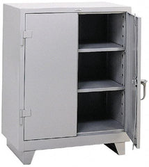 Durham - 2 Shelf Locking Storage Cabinet - Steel, 36" Wide x 24" Deep x 42" High, Gray - Caliber Tooling