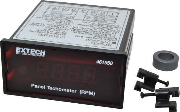 Extech - Accurate up to 0.05%, 0.1 and 0.1 (5 to 1,000) and 1 (1,000 to 9,999) and 10 (10,000 to 99,990) RPM Resolution, Noncontact Tachometer - 4.8819 Inch Long x 2 Inch Wide x 1.2992 Inch Meter Thick, 5 to 99,990 RPM Measurement - Caliber Tooling