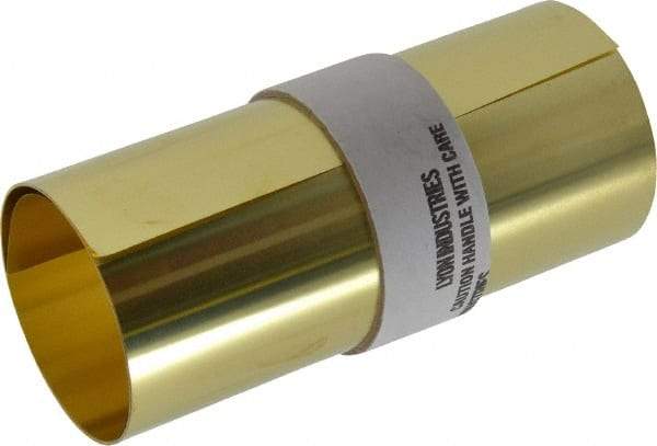 Made in USA - 100 Inch Long x 6 Inch Wide x 0.002 Inch Thick, Roll Shim Stock - Brass - Caliber Tooling