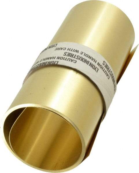 Made in USA - 100 Inch Long x 6 Inch Wide x 0.008 Inch Thick, Roll Shim Stock - Brass - Caliber Tooling