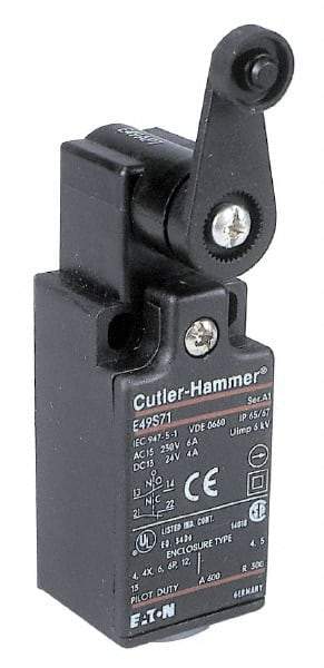 Eaton Cutler-Hammer - SPDT, NC/NO, 500 Volt, Screw Terminal, Roller Lever Actuator, General Purpose Limit Switch - 4, 13, 4X, 6P NEMA Rating, IP65 IPR Rating, Screw Mount - Caliber Tooling