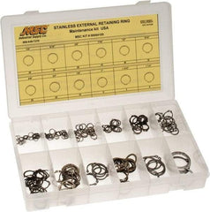 Value Collection - 315 Piece, 1/4 to 1-1/4", Stainless Steel, Snap External Retaining Ring Assortment - Includes Compartmented Case, Specification Labels - Caliber Tooling